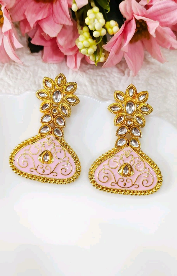 Festive Minakari Kundan Earrings 