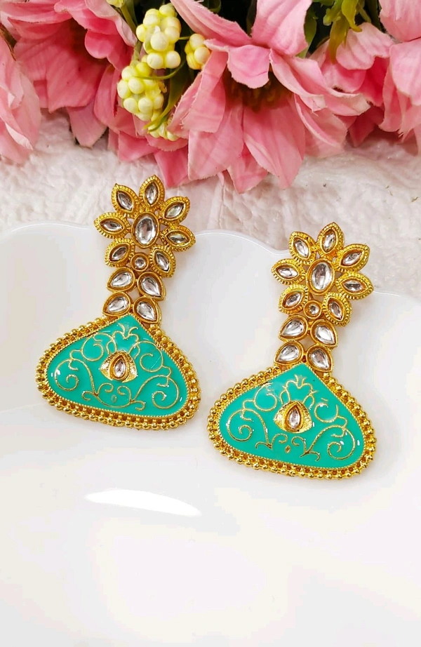 Festive Minakari Kundan Earrings 