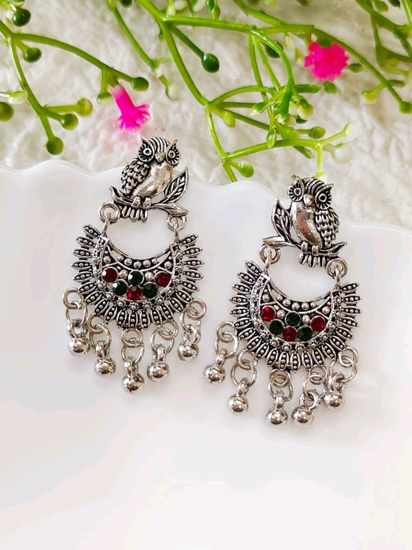 Oxidised Owl Earrings 