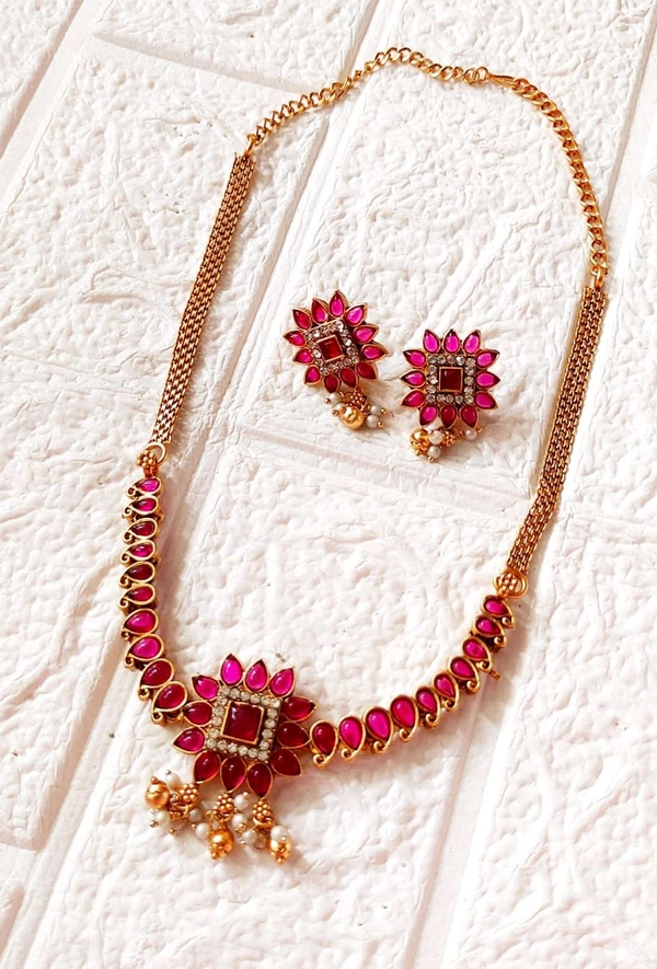 Premium Rani Pink Necklace Set 