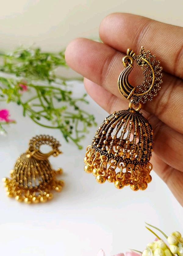 Beautiful Golden Oxidised Jhumka 