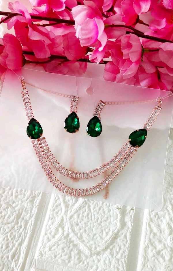 Rosegold Stone Necklace Set 
