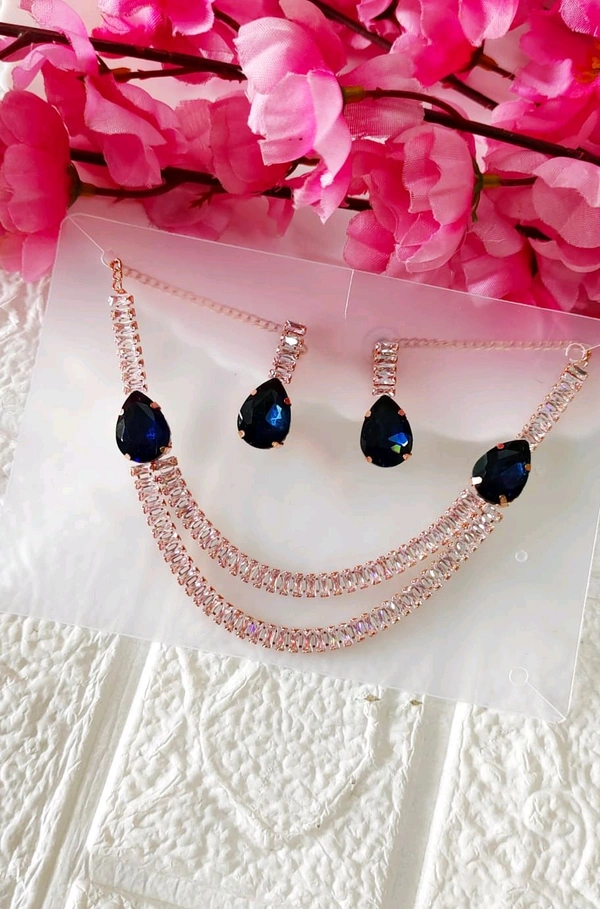 Rosegold Stone Necklace Set 
