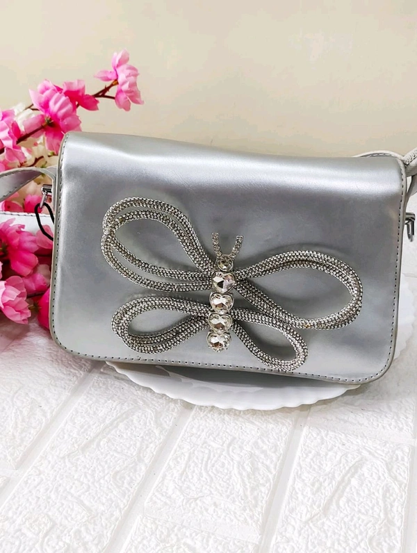 Stylish Party Butterfly Luxe Bag - Metallic Silver 