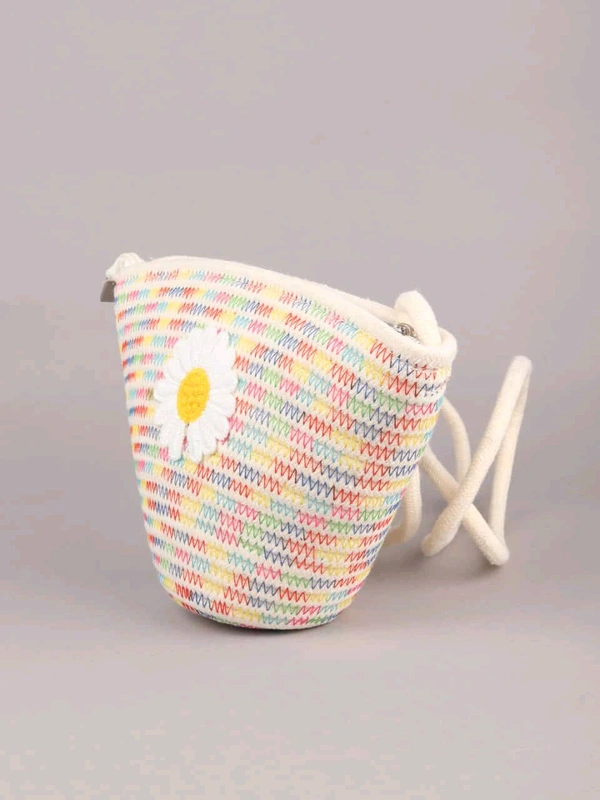 Multicolour Jute Bucket Sling Bag 