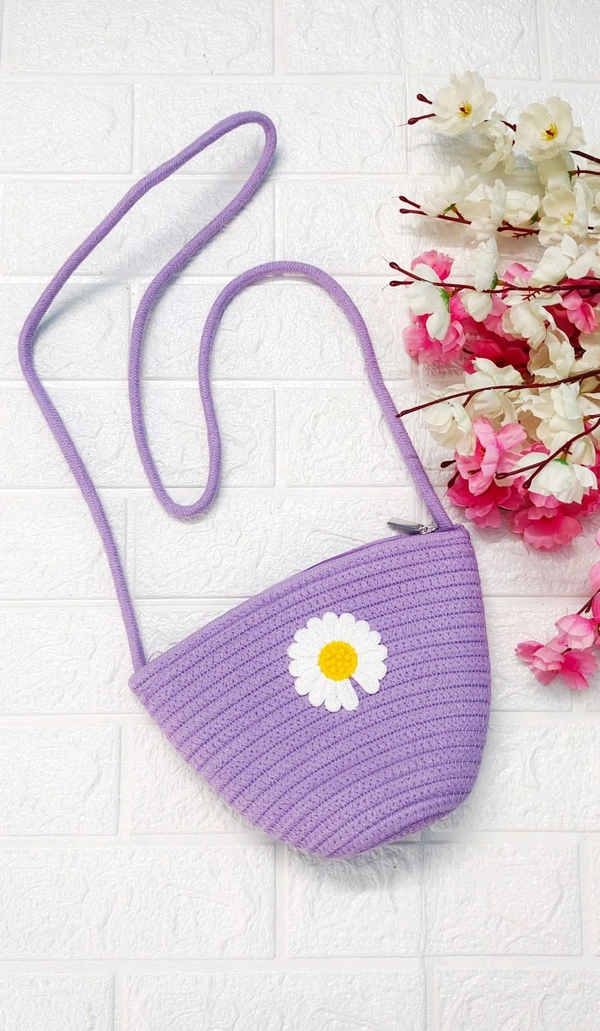 Lavender Jute Bucket Sling Bag 
