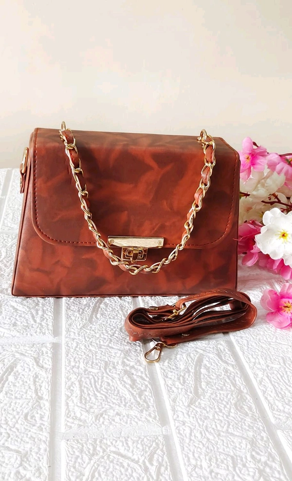 Stylish Box Sling Bag - Tan Color 