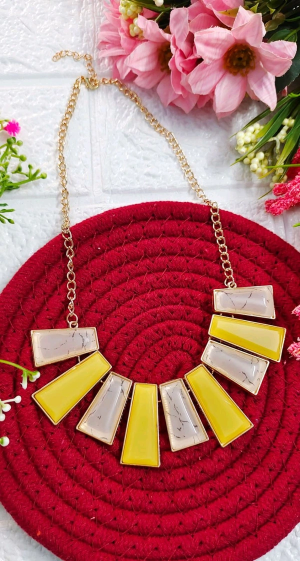 Shades Of Yellow Beige Statement Necklace 