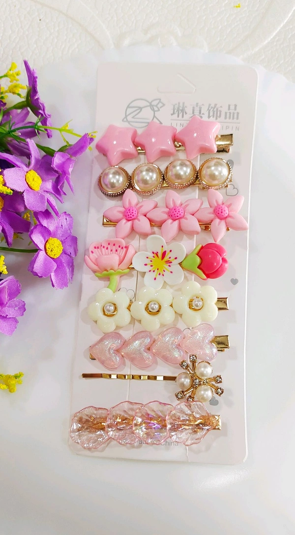 Korean Pink Clips Combo Card