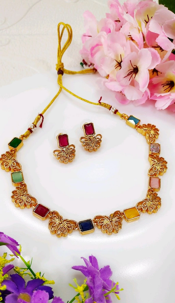 Beautiful Golden Butterfly Choker Set