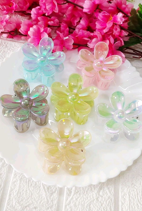 Holographic Daisy Floral Hair Claws