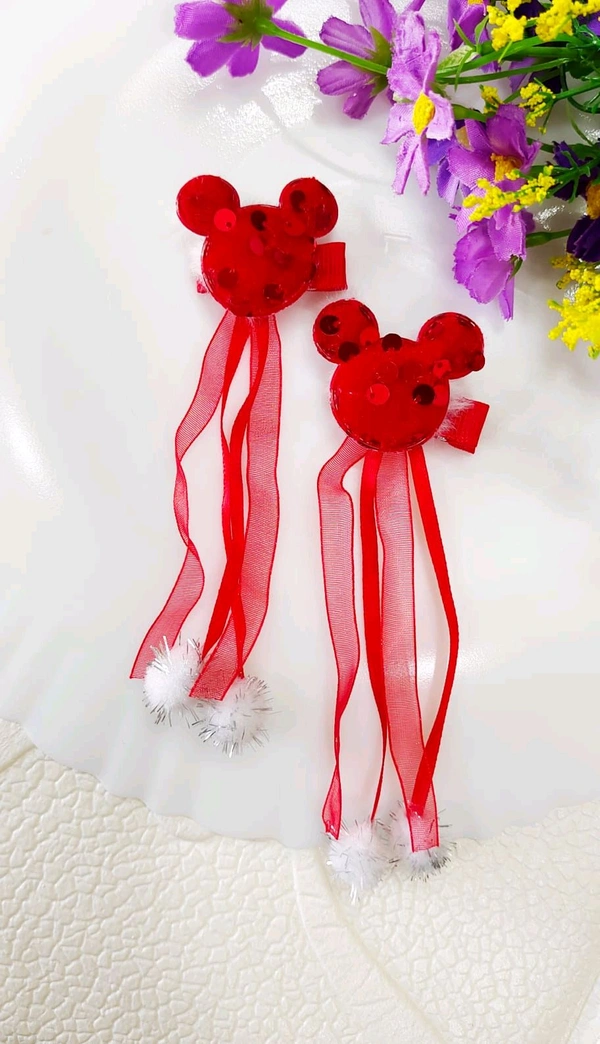 Cute Red Bunny Hair Clips ( 1pair)