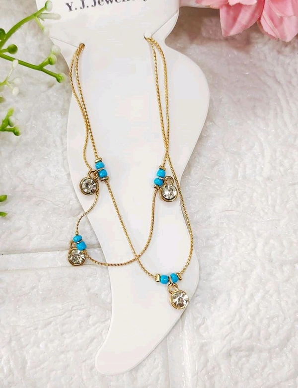 Blue Beads Stylish Anklet