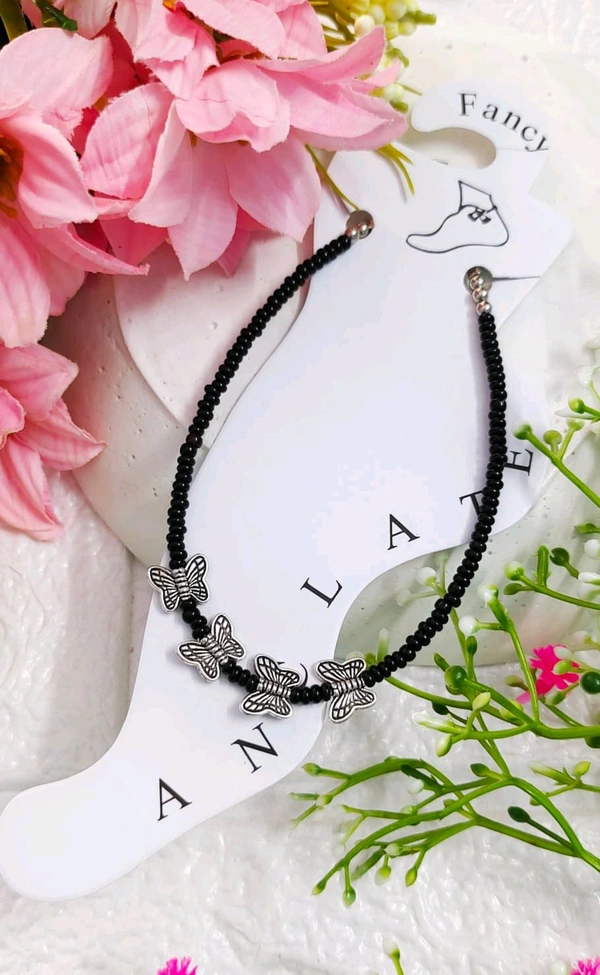 Oxidised Butterfly Anklet