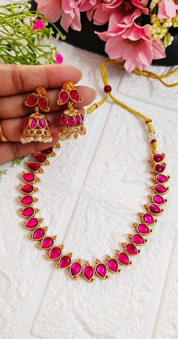 Rani Pink Traditional Mango Choker Set 