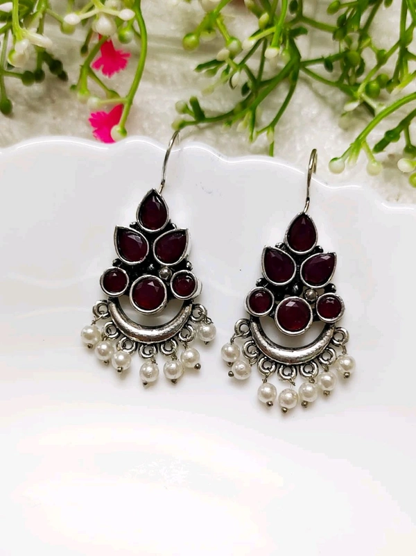 Beautiful Oxidised Hook Earrings 