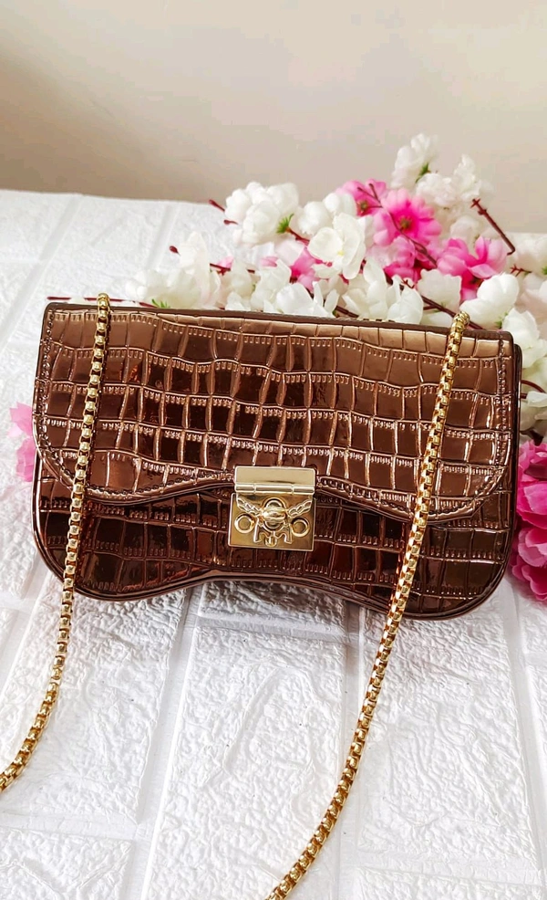 Croco Party Box Sling Bag - Copper