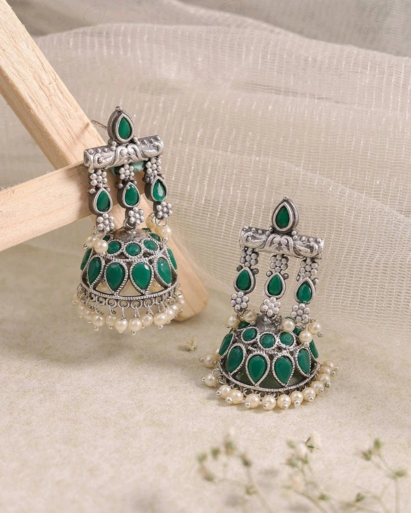 Premium Brass Silver Look Alike Jhumka 