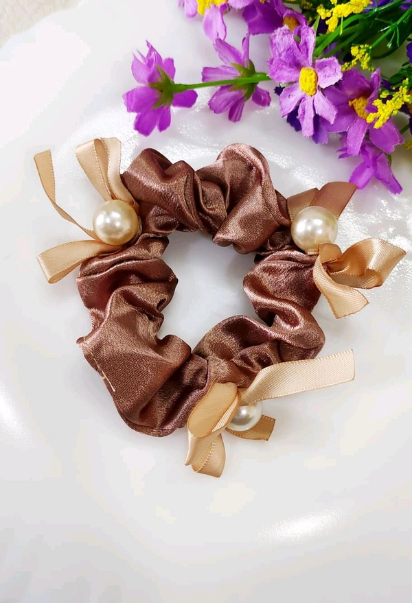 Prettiest Satin Pearl Scrunchies 