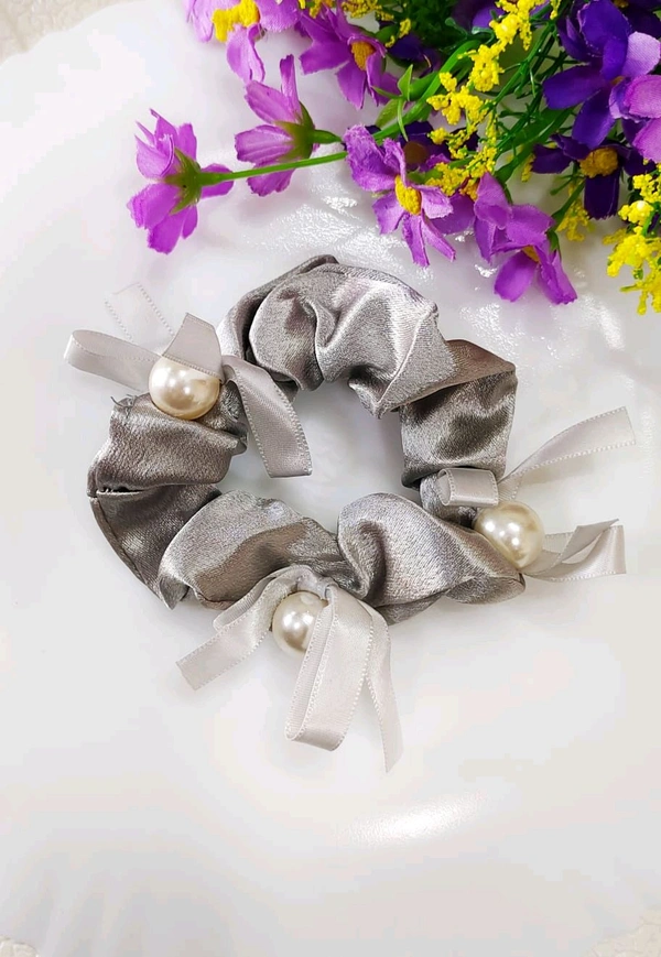 Prettiest Satin Pearl Scrunchies 