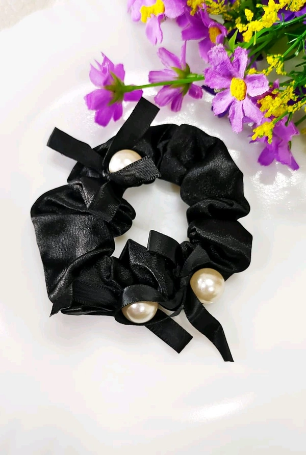 Prettiest Satin Pearl Scrunchies 