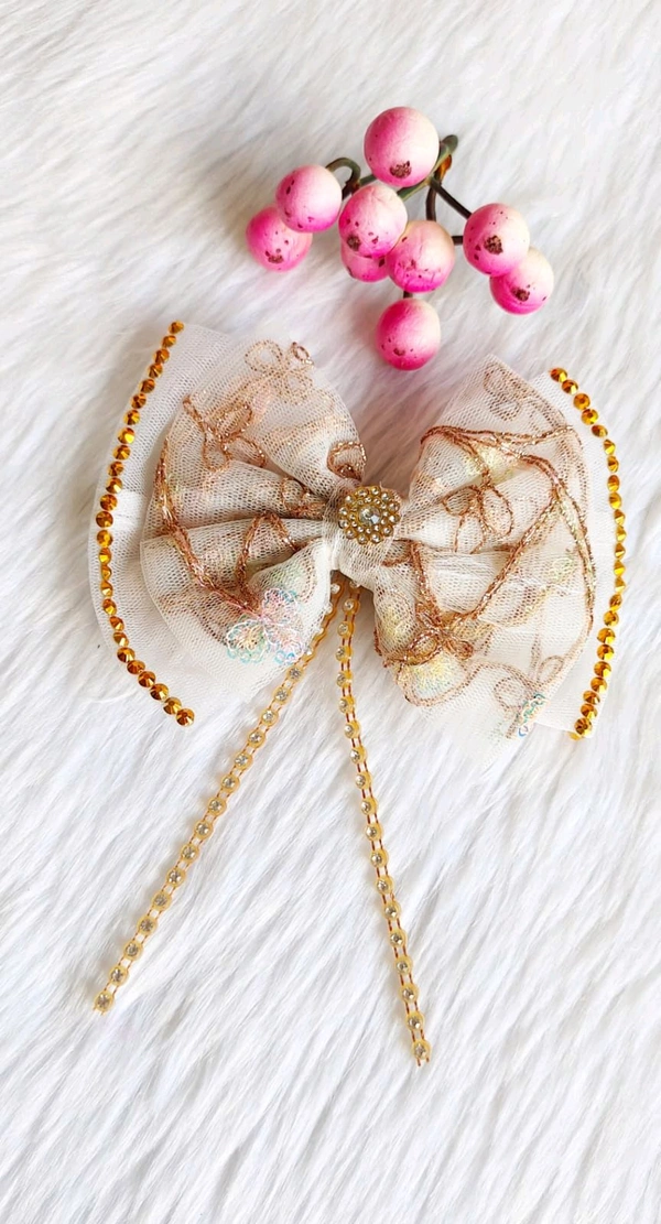 Beautiful Organza embroidered Bow Clips