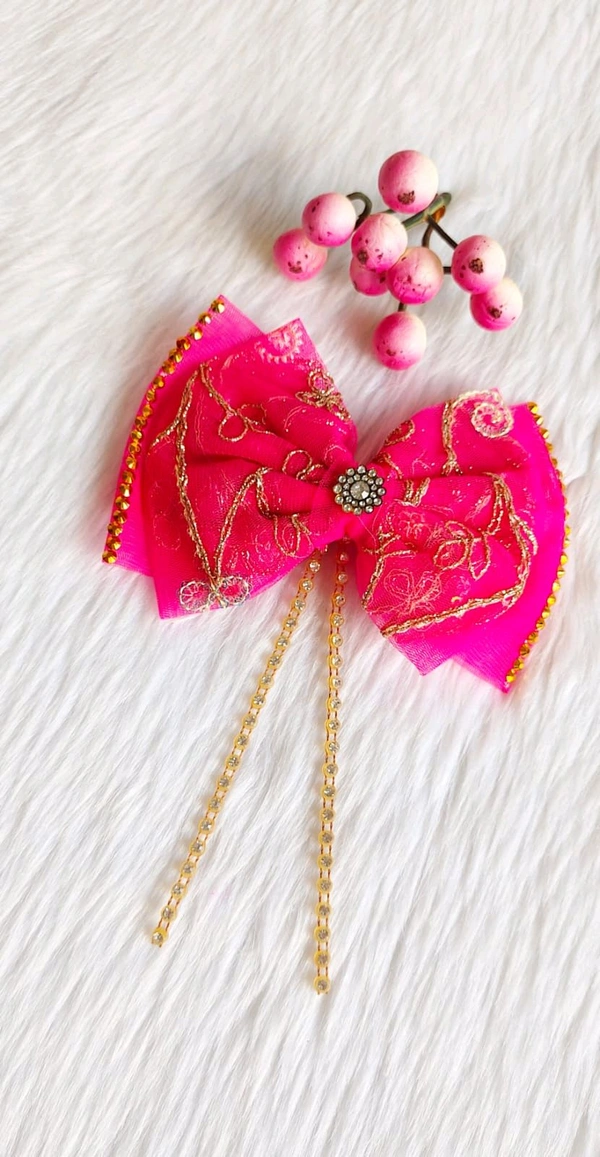Beautiful Organza embroidered Bow Clips