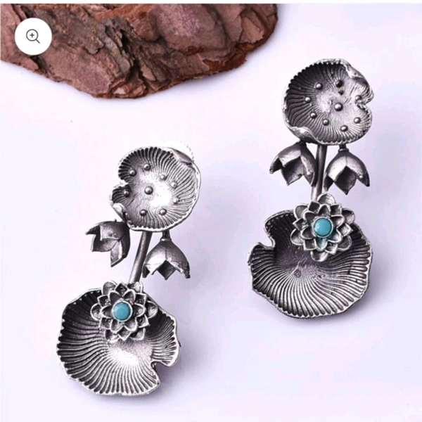 Coral Shell Silver Look Alike Brass Earrings 