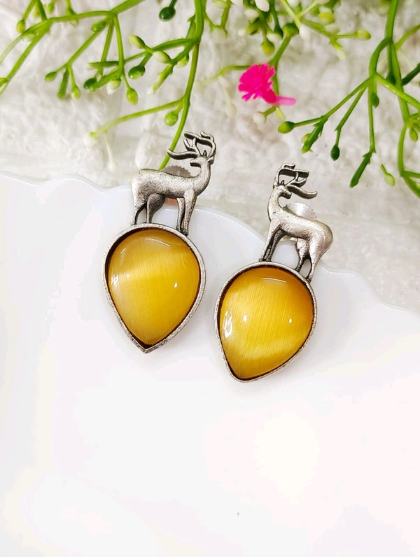 Premium Oxidised Deer Earrings 