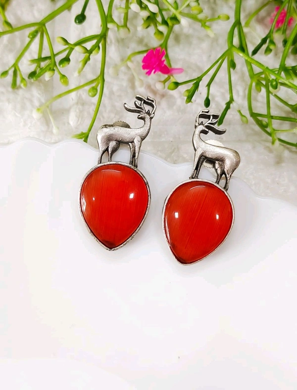 Premium Oxidised Deer Earrings 