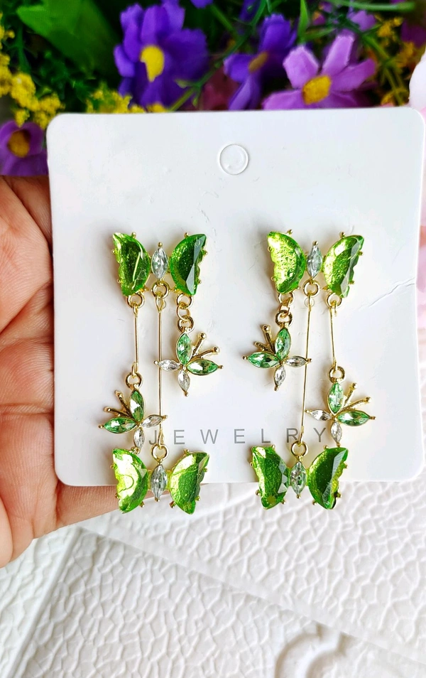 Stylish Butterfly Rhinestone Drop Earrings 