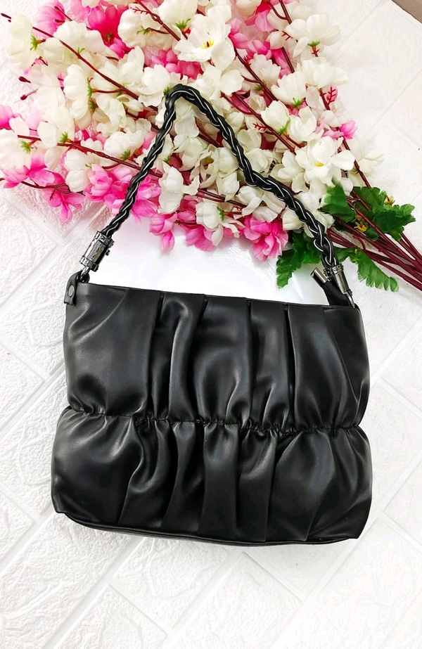 Stylish Scrunched Black Sling Bag 