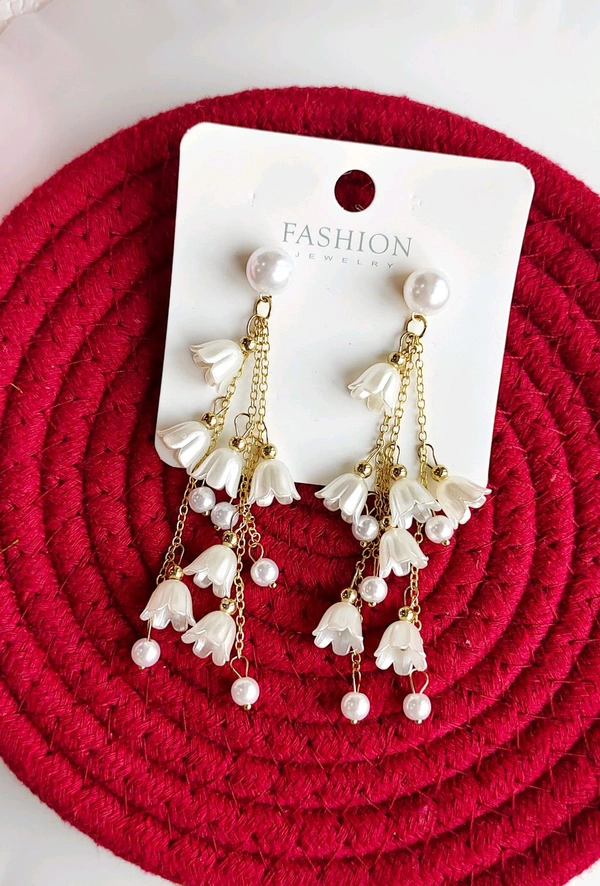 Stylish Korean Long Floral Party Earrings 