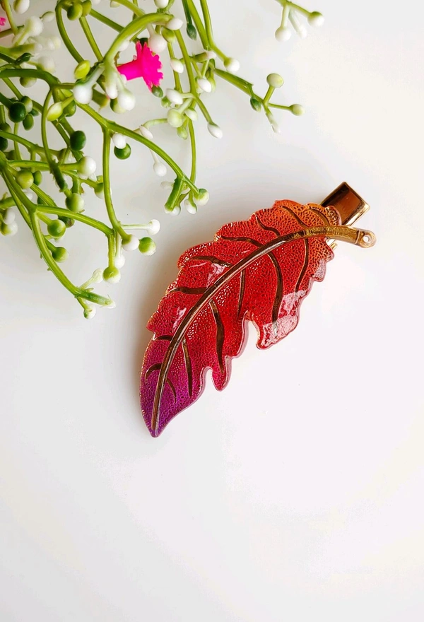 Resin Leaf Hair Clips 