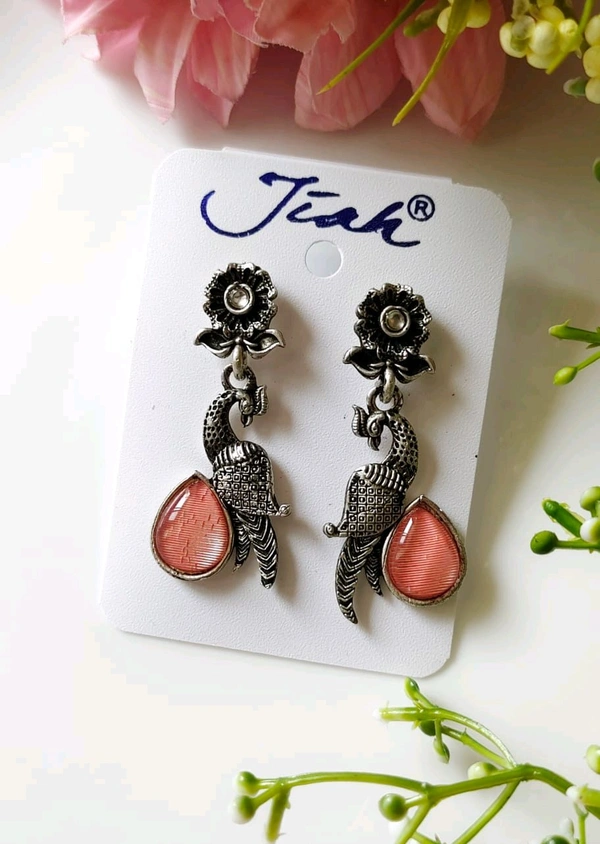 Beautiful Oxidised Peacock Danglers 