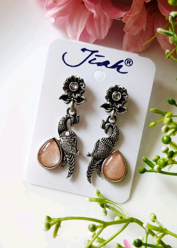 Beautiful Oxidised Peacock Danglers 