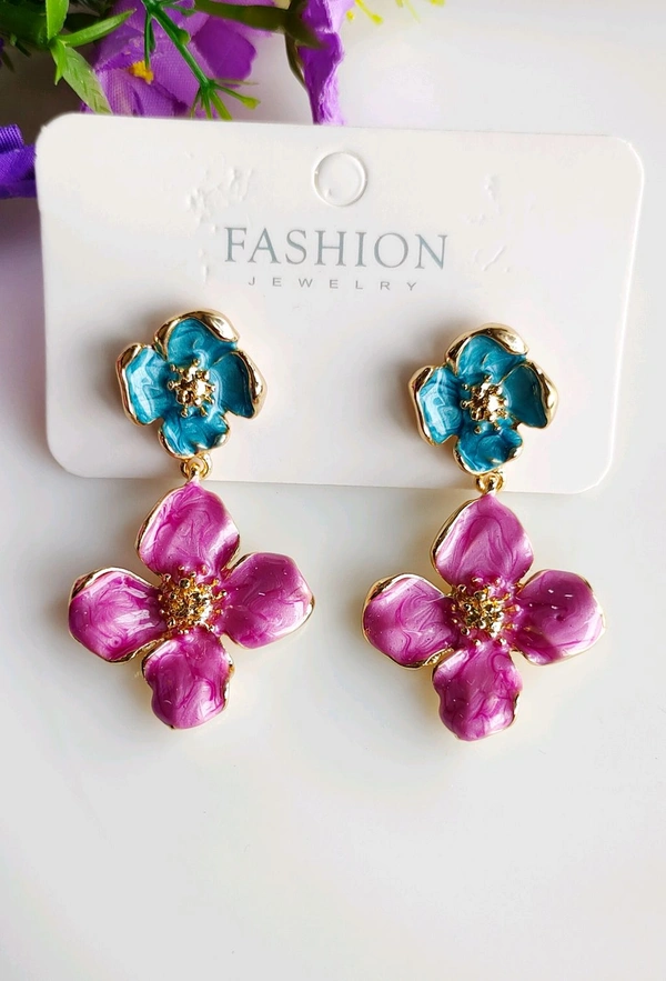 Quirky Enameled Glossy Floral Danglers