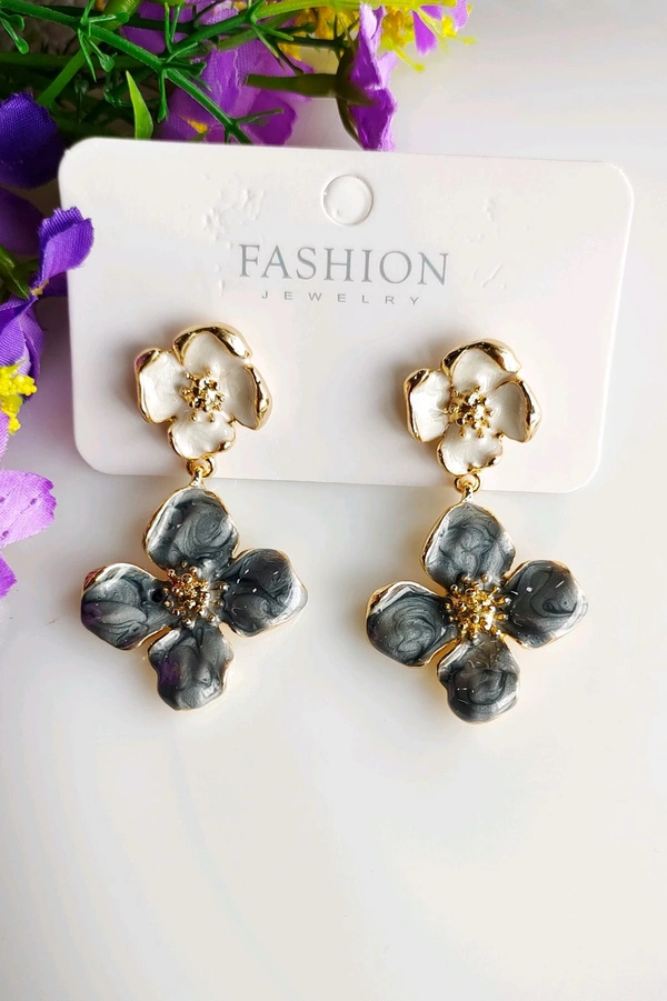 Quirky Enameled Glossy Floral Danglers