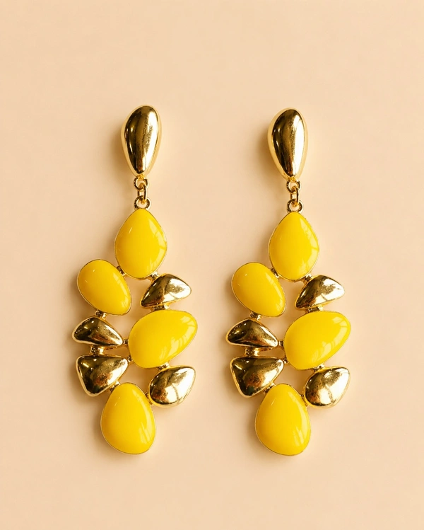 *Luxe Petal Statement Earrings – Gold & Enamel Collection*🌷 - Yellow