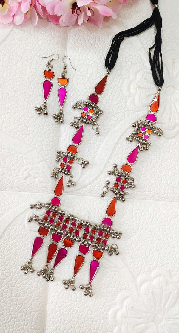 Pink Orange Necklace Set 