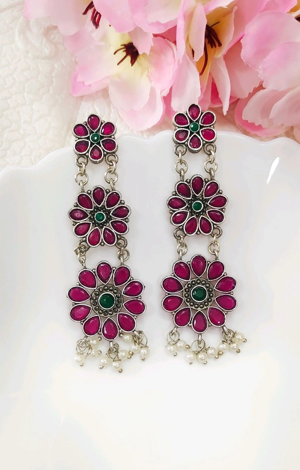 Premium Silver Replica Radhika Danglers 