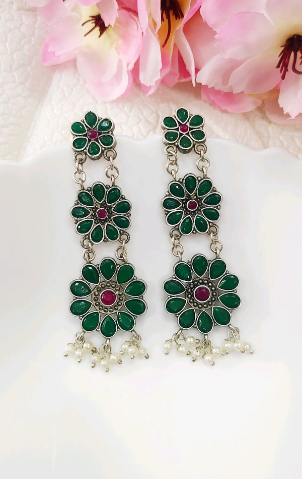 Premium Silver Replica Radhika Danglers 