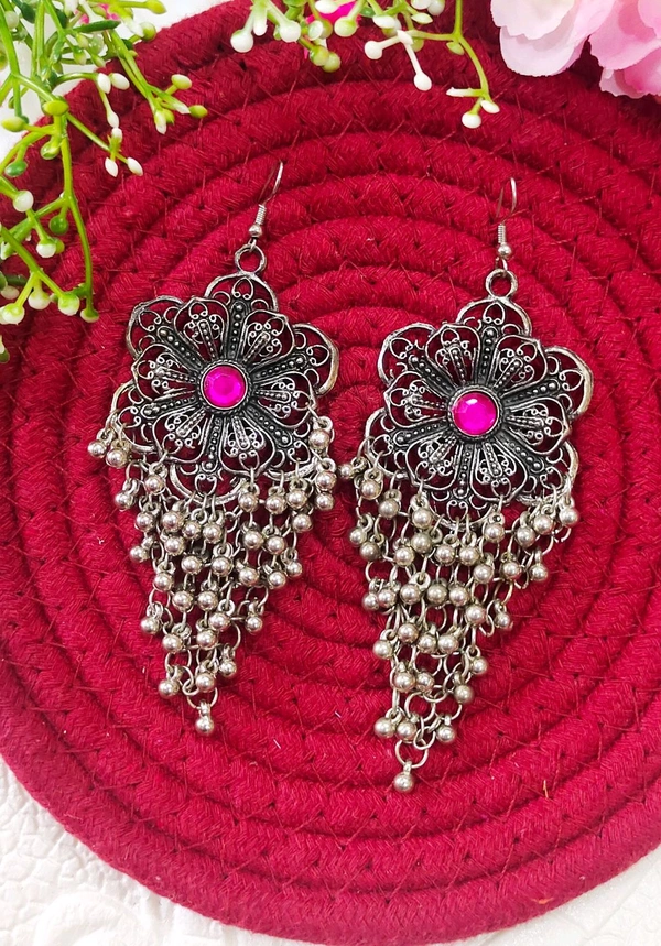 Antique Long Oxidised Danglers 