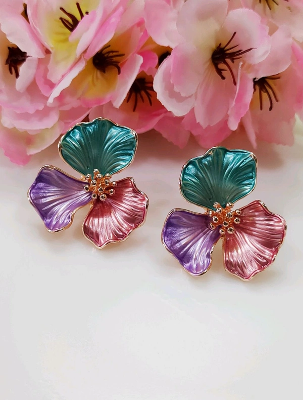 Quirky Floral Enameled Studs