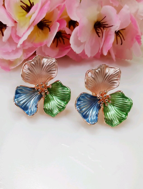 Quirky Floral Enameled Studs