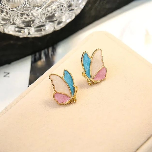 Cute Korean Enameled Butterfly Studs