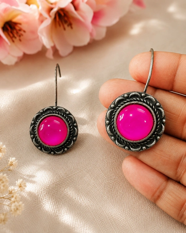 Desi Glam Pink Stone Earrings