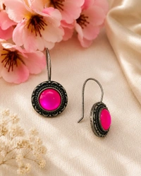 Desi Glam Pink Stone Earrings