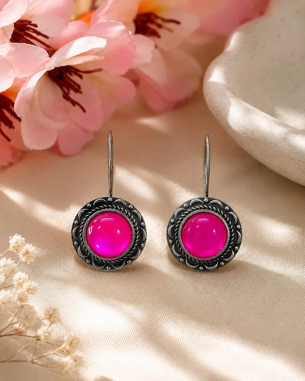 Desi Glam Pink Stone Earrings