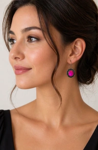 Desi Glam Pink Stone Earrings